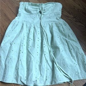 American Eagle cinch eyelet halter sundress in mint green